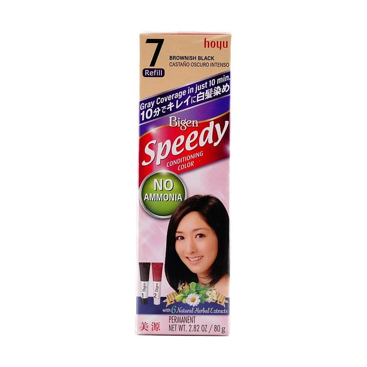 Japan Hoyu Bigen Speedy Hair Color # 7 Brownish Black No Ammonia 40g+40g Hair Dy 1 box