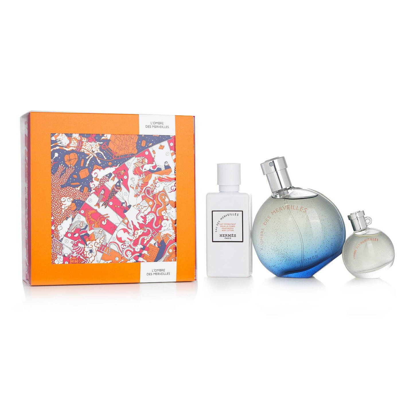 Hermes L’Ombre Des Merveilles Coffret: Eau De Parfum Spray ml + Miniature EDP .ml + Body Lotion ml 3pcs 3 each
