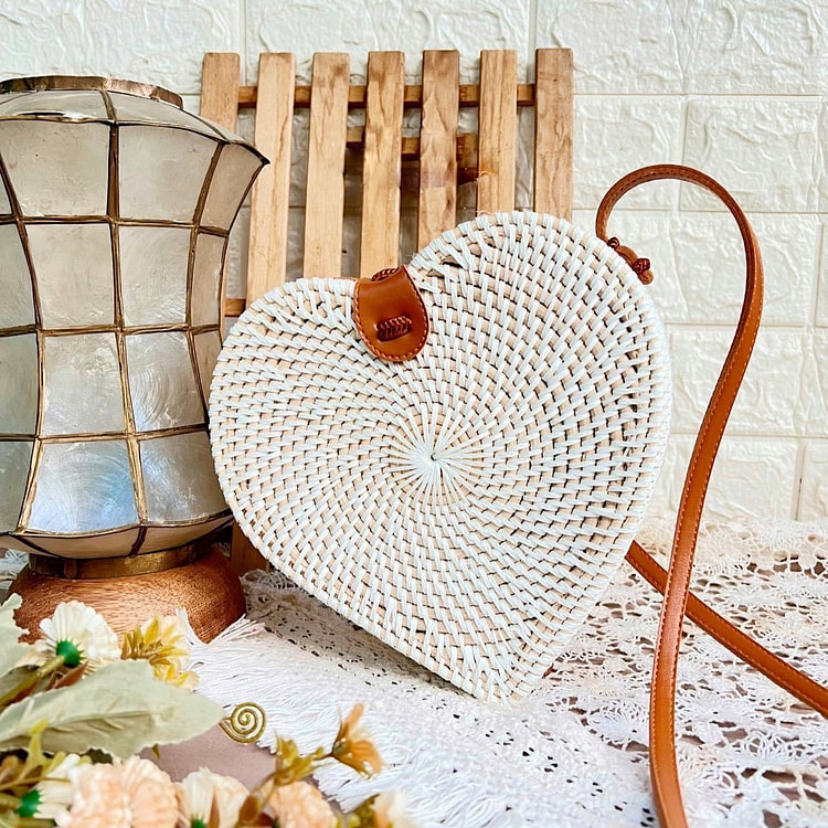 Rattan Bag - Boho White Heart 39.99 each