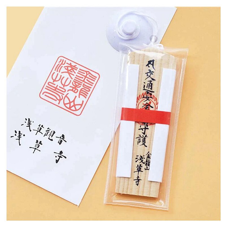 浅草寺 交通安全吊饰/木牌 白色
