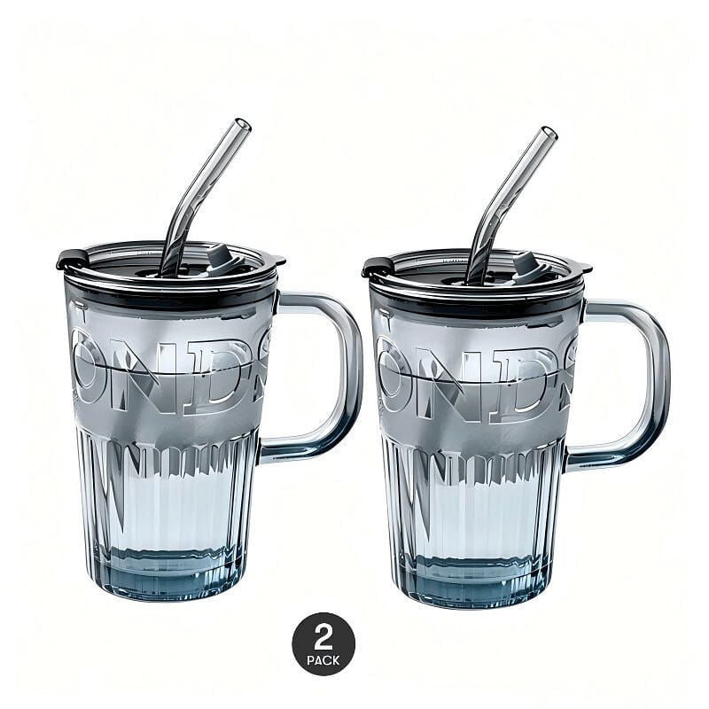 KAWASIMAYA Vintage Glass with Straw 11.8 fl oz *2 1 each