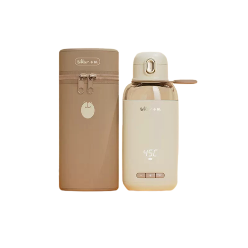 Bear Portable Thermostatic Mug Hot Wireless Milk Regulator Beige + Thermal Sleev 1 each