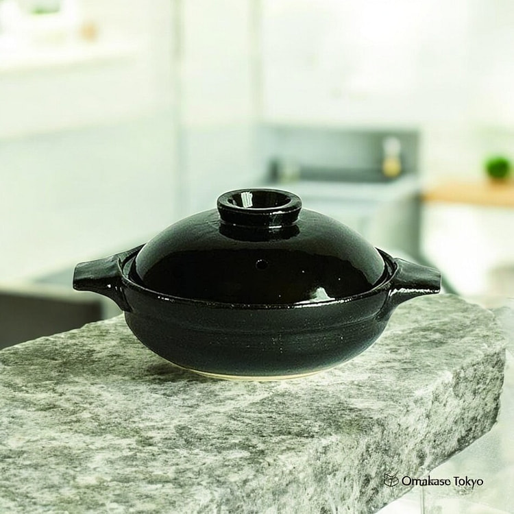佐治陶器 万古烧 土锅 黑色
