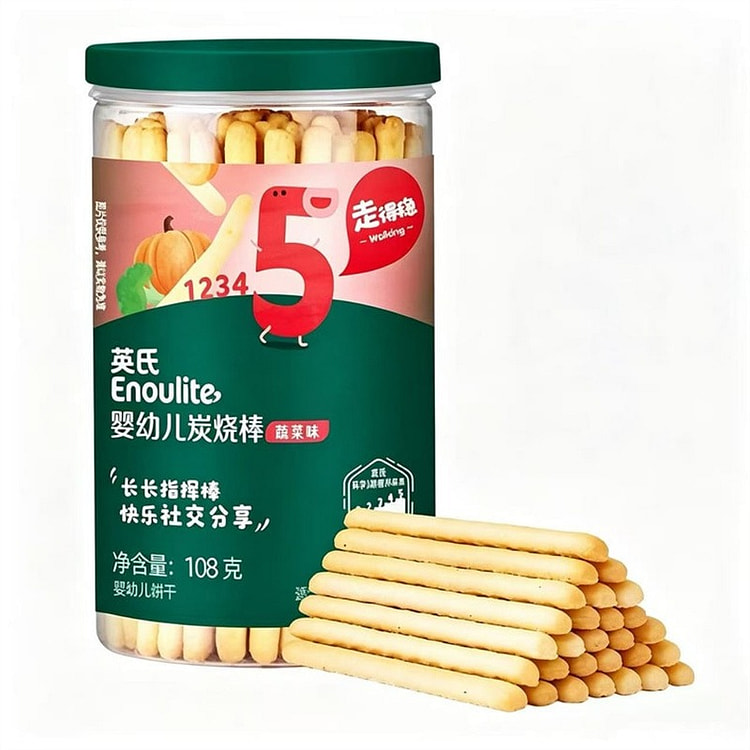 英氏 炭烧棒 宝宝手指饼干 #蔬菜味 108g 1 瓶