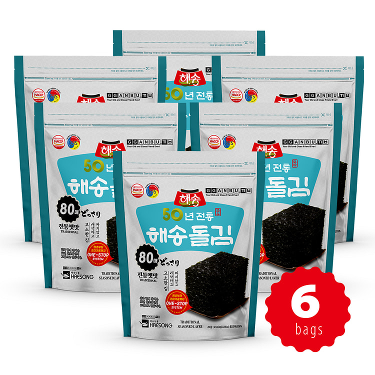 프리미엄 돌김 깐부 해송돌김 80매 지퍼백 파우치 / 짜지않은 프리미엄 돌김 / 비건 / 간식용