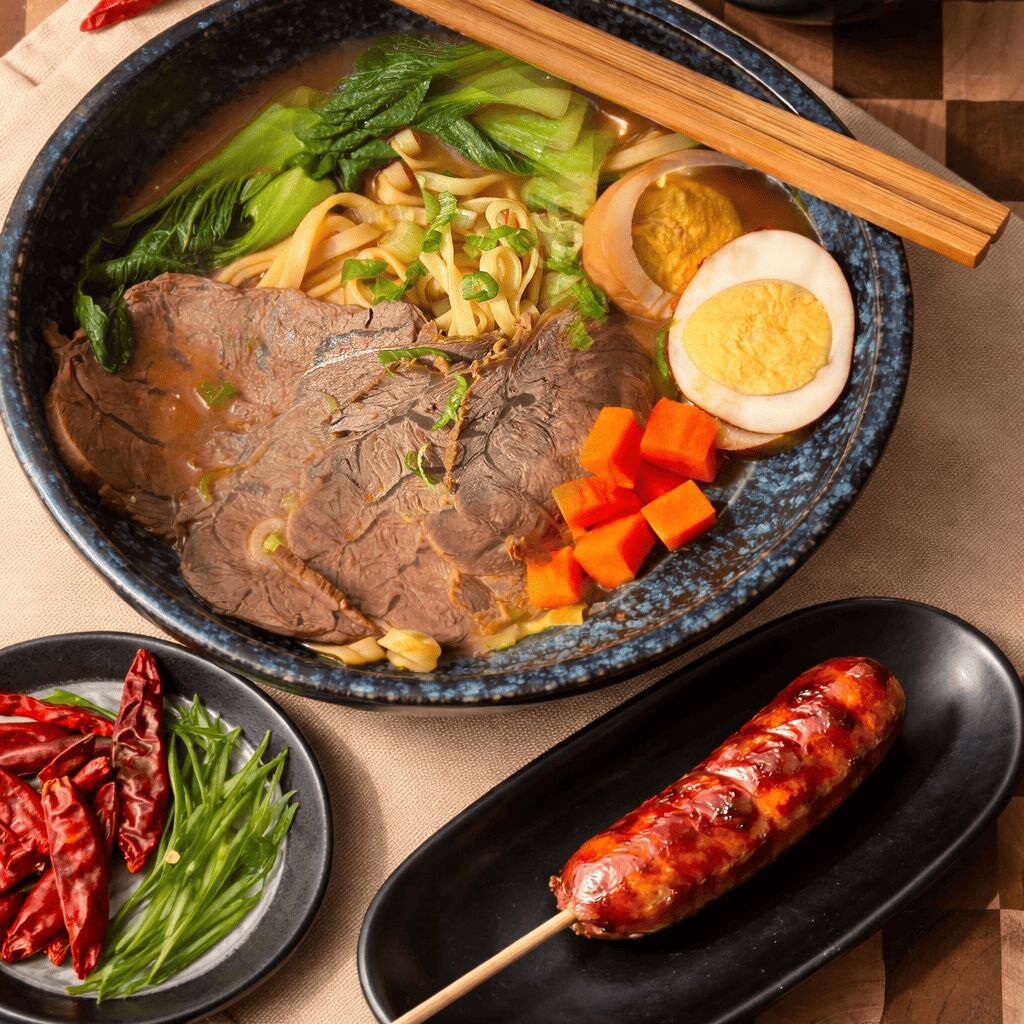 Combo Beef Noodle Soup + Grilled Taiwanese Sausage 1 each