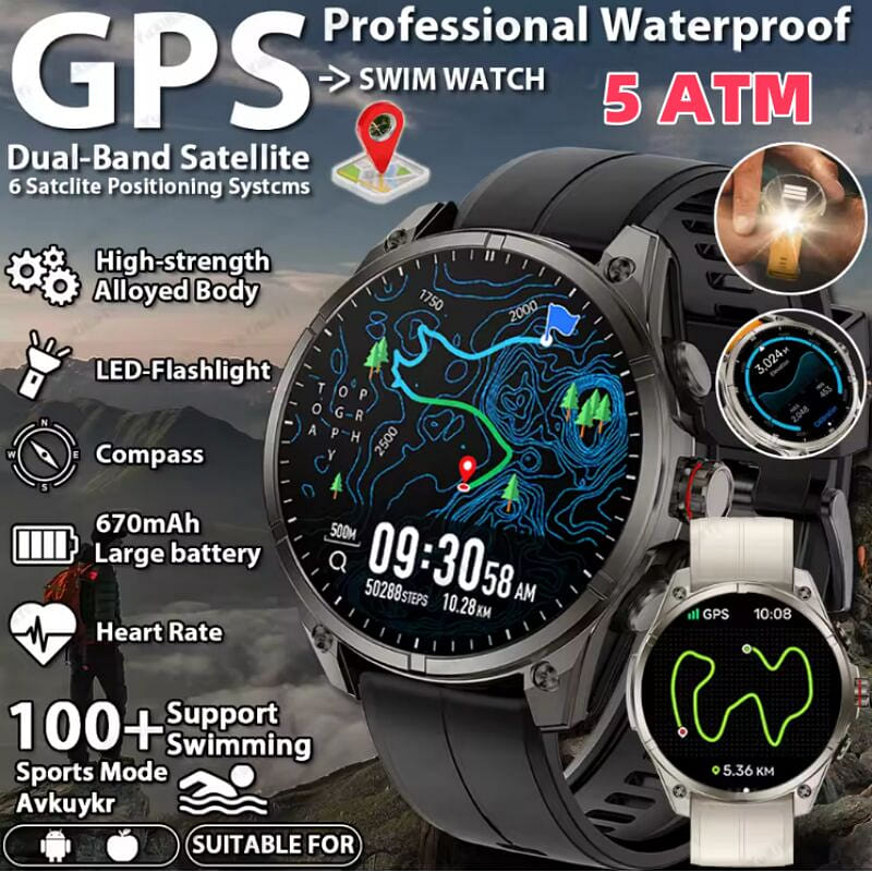 Military GPS smartwatch built-in black 1 each