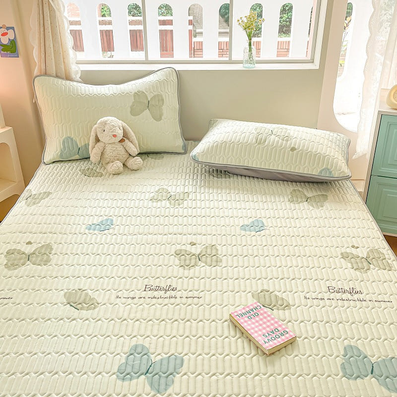 Cool Latex Mat 3pcs Set ( 2 Pillowcases) Queen Size 200x220cm Butterfly 1 each