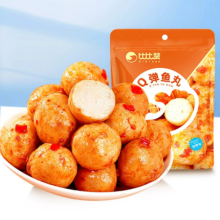 比比赞Q弹鱼丸鱼糜办公室开袋即食解馋海味零食小吃休闲食品袋装烧烤味10g*1袋