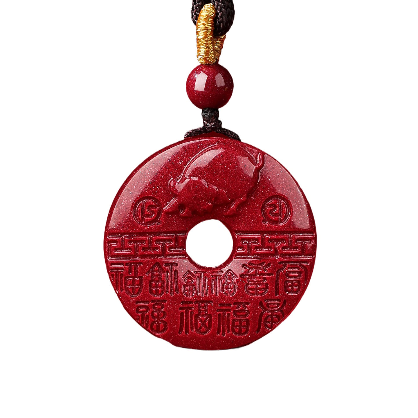 Purple Gold Sand Zodiac Pendant Pig 29.5mm 1 box