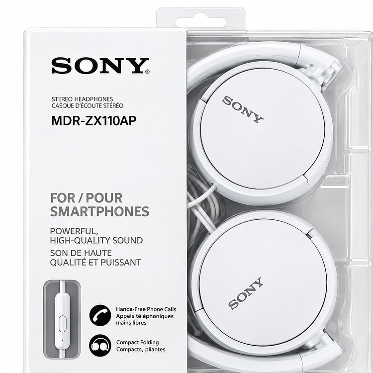 Sony MDRZX110AP/W Wired Headphones White ZX-Series 1 pack