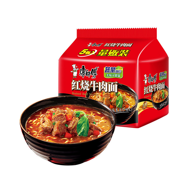 康师傅方便面经典红烧牛肉100g*5袋
