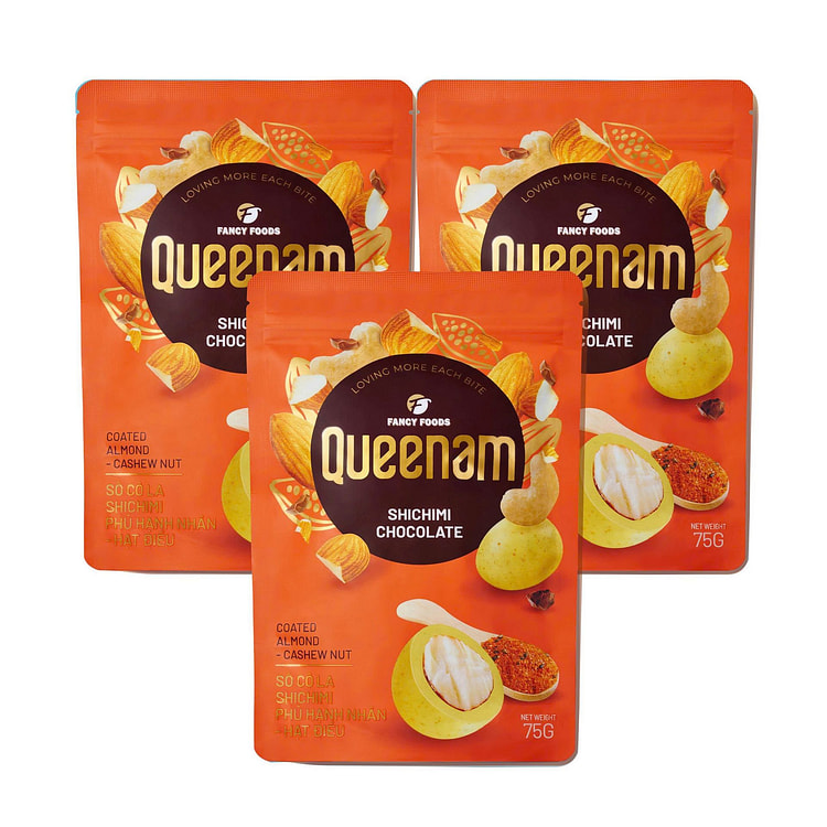 Queenam Shichimi Almond Cashew Chocolate 3 Pack