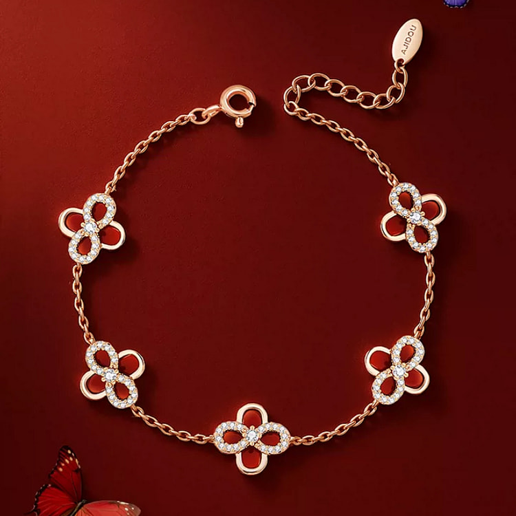 AJIDOU bracelet four-leaf clover red 1 set 1 case