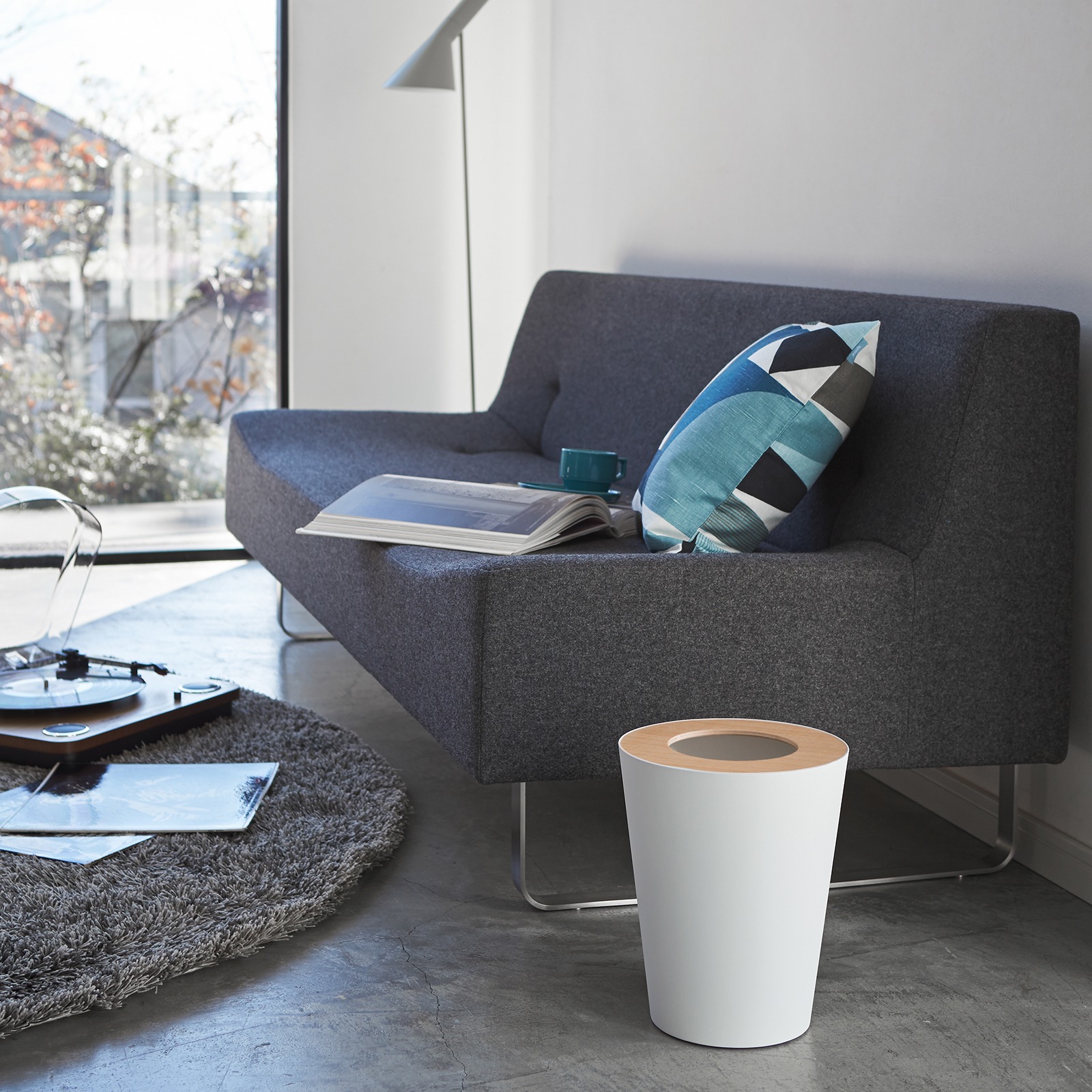 Trash Can - Steel + Wood Round / Ash 1 ส่วน