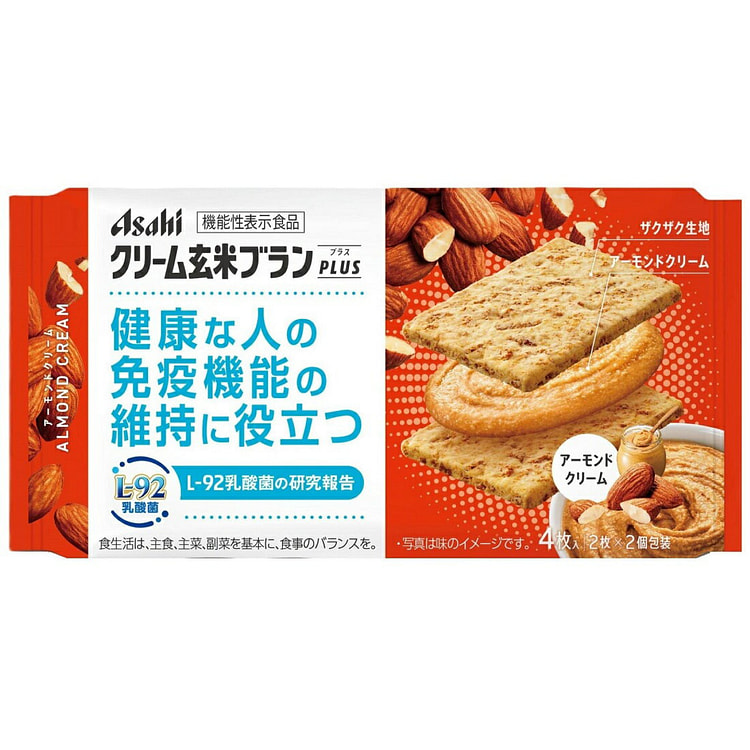 ASAHI朝日 奶油玄米麸 杏仁奶油味 2枚*2 1 份