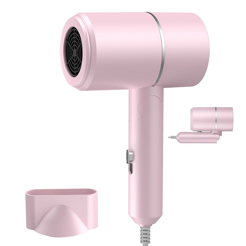 Foldable hair dryer Household negative ion protection generator hair dryer pink 1 box