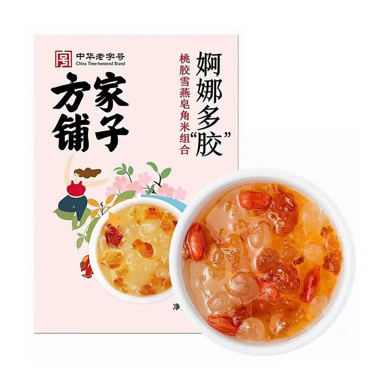 方家铺子 桃胶雪燕皂角米组合 三重植物胶 200g 1 瓶