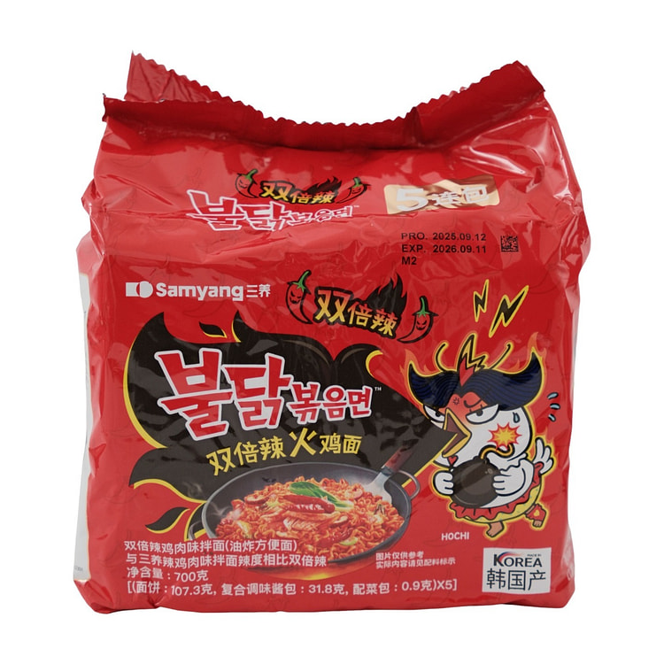 双倍辣味 三养火鸡面 140gX5X8 1 箱*8 包