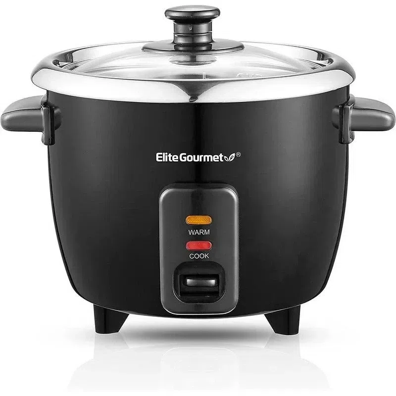 Elite Gourmet 6-Cup Electric Rice Cooker, Black 1 pack