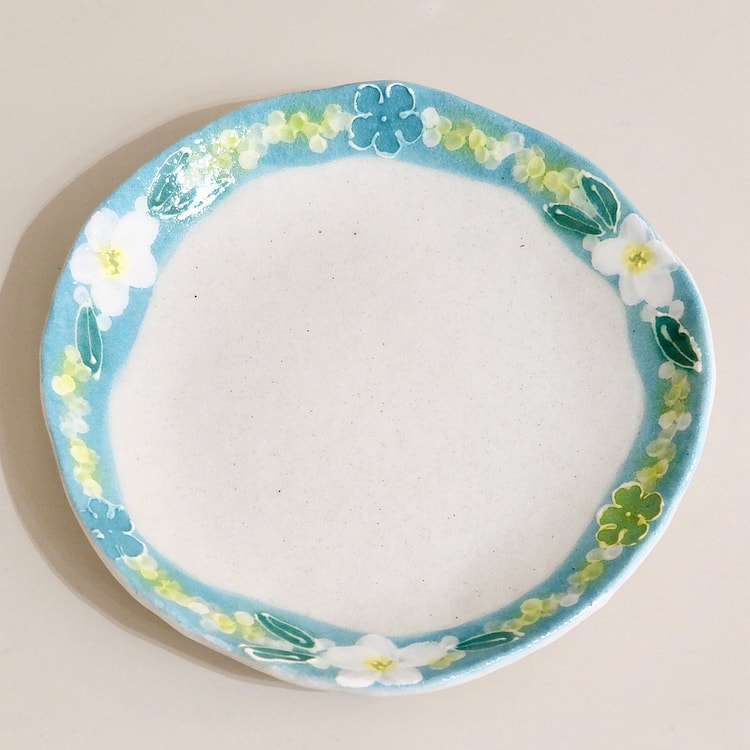 濑户烧 风花 17.8cm盘子 - 绿色