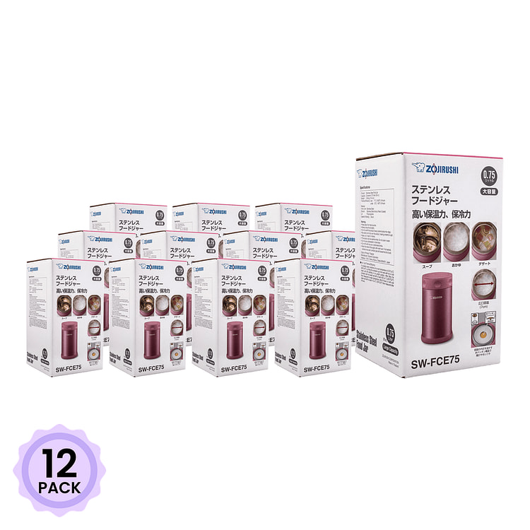 Zojirushi Stainless Steel Food Jar 25oz, Pink 1 count*12 pack