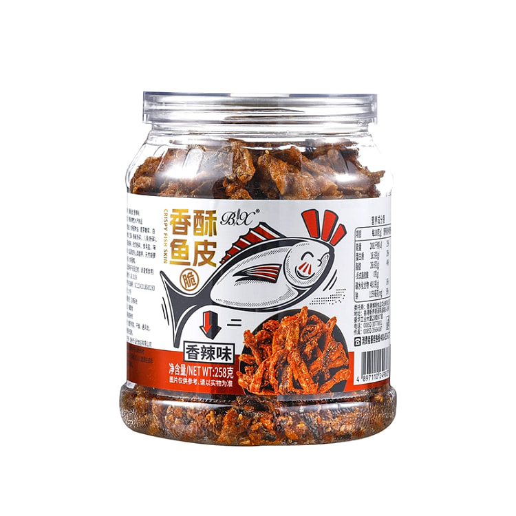 博翔香酥鱼皮罐装鱼皮酥素肉下酒菜香辣味 258g*1罐