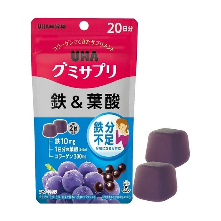 UHA悠哈味觉糖 补铁补叶酸营养软糖葡萄味40粒/ 1 包