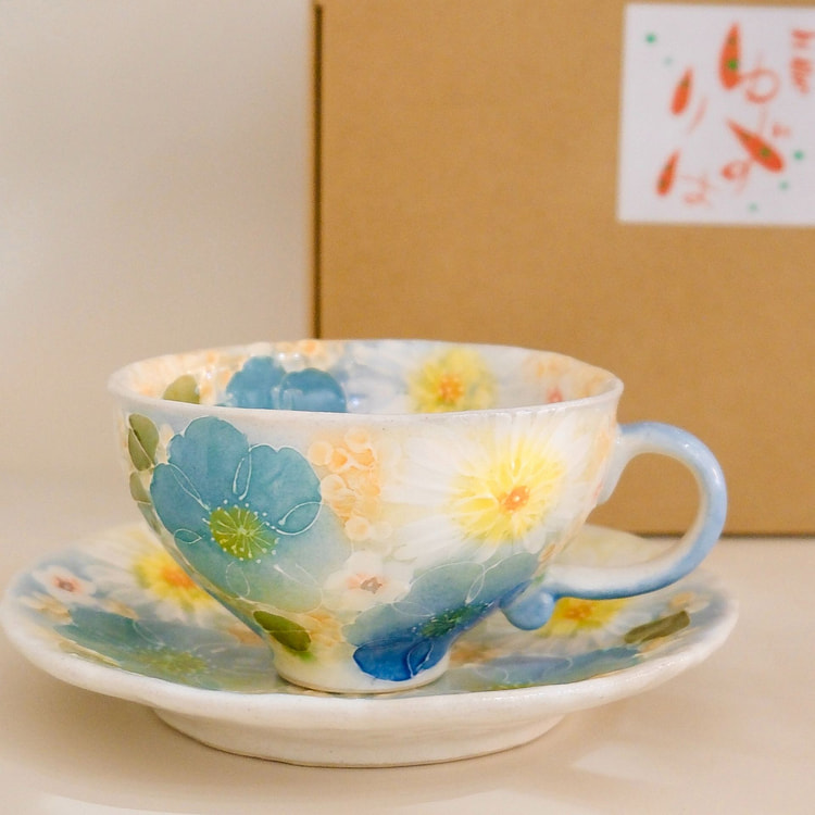 Yuzuriha NEW! coffee cup set 釉彩青花（Gift Box）