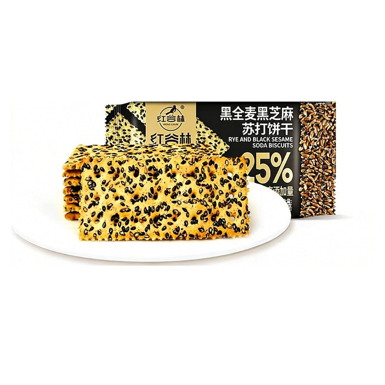 红谷林黑芝麻黑全麦苏打饼干健康小零食208g*1 208 克