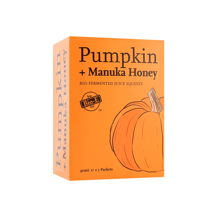 Bio-E Pumpkin Squeeze – Pumpkin & Manuka Honey Probiotic Drink, 7 Packets 210 ml