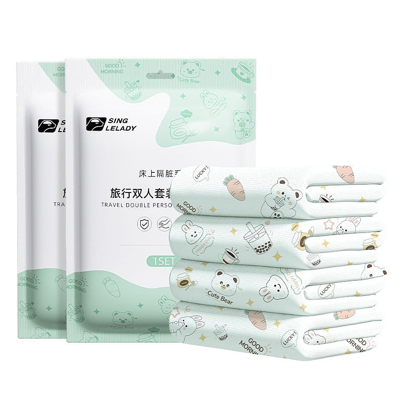 Shangguan Printed Disposable Sheet + Duvet Cover + Pillowcase 4 Piece Set 1 count