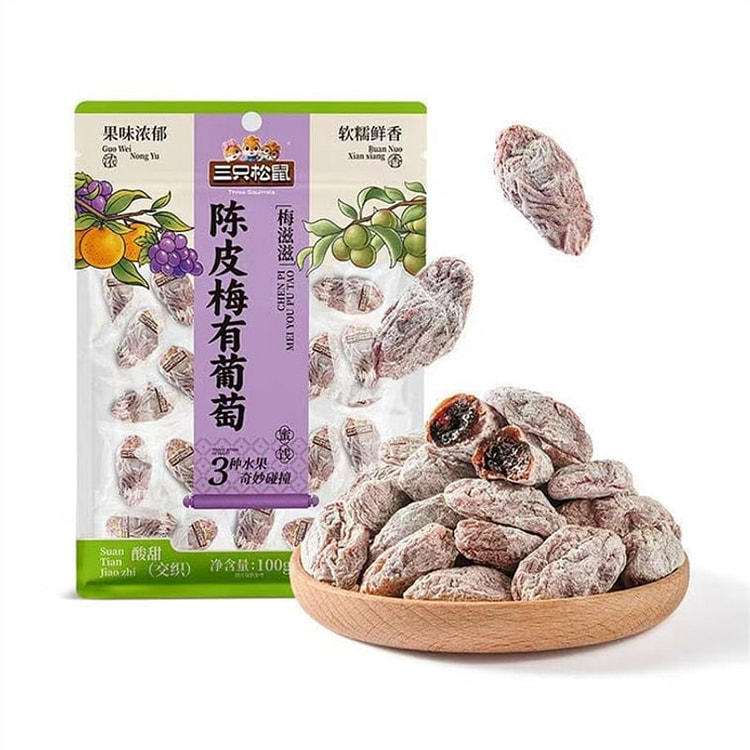 Three Squirrels Tangerine Peel Plum with, 100g 100 g