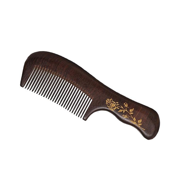 Black Gold Sandalwood Carved Comb #long handle 1 each