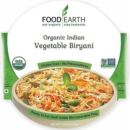 Food Earth Organic Vegetable Biryani (Ready-to-Eat), 7.93 oz tray 7.93 oz