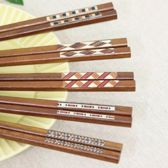 Japan Natural Wood 22.5cm Chopsticks 5 Pairs Set