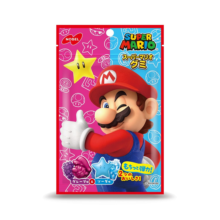NOBEL Super Mario Gummy Grape & Soda Flavor 50g 1 pack