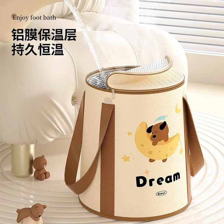 Foldable foot soaking bucket [Moon Dog with lid]
