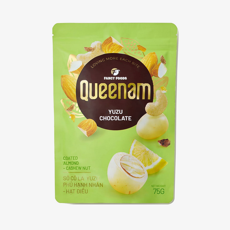 [Queenam] Yuzu Choco with Almond & Cashew 75gr 1 count