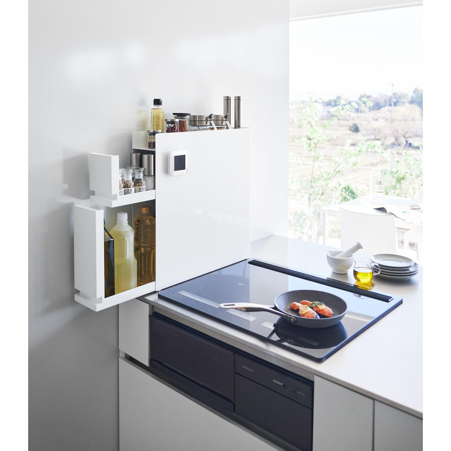 Two-Tier Sliding Seasoning Rack – Steel White 1 each