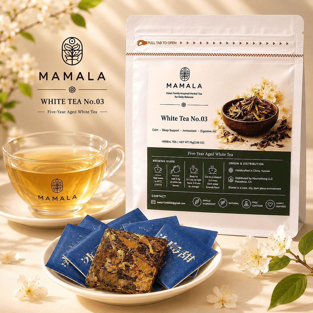 MAMALA yunnan WHITE TEA NO.3 Low Caffeine 76g 2.68 oz