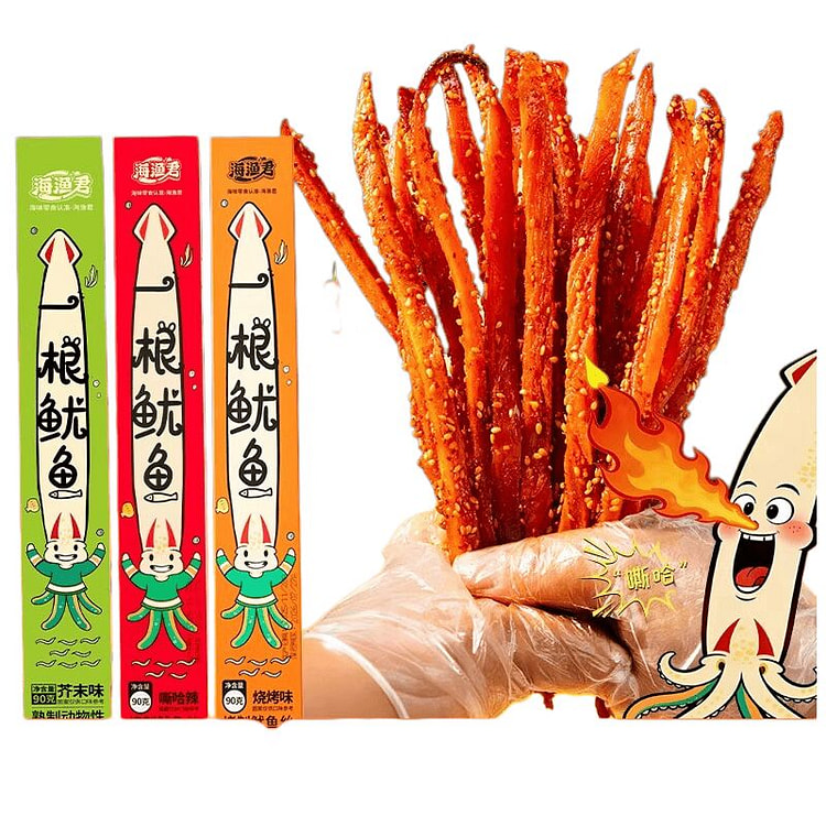 一根鱿鱼丝条【芥末味90g】手撕鱿鱼干 90 克