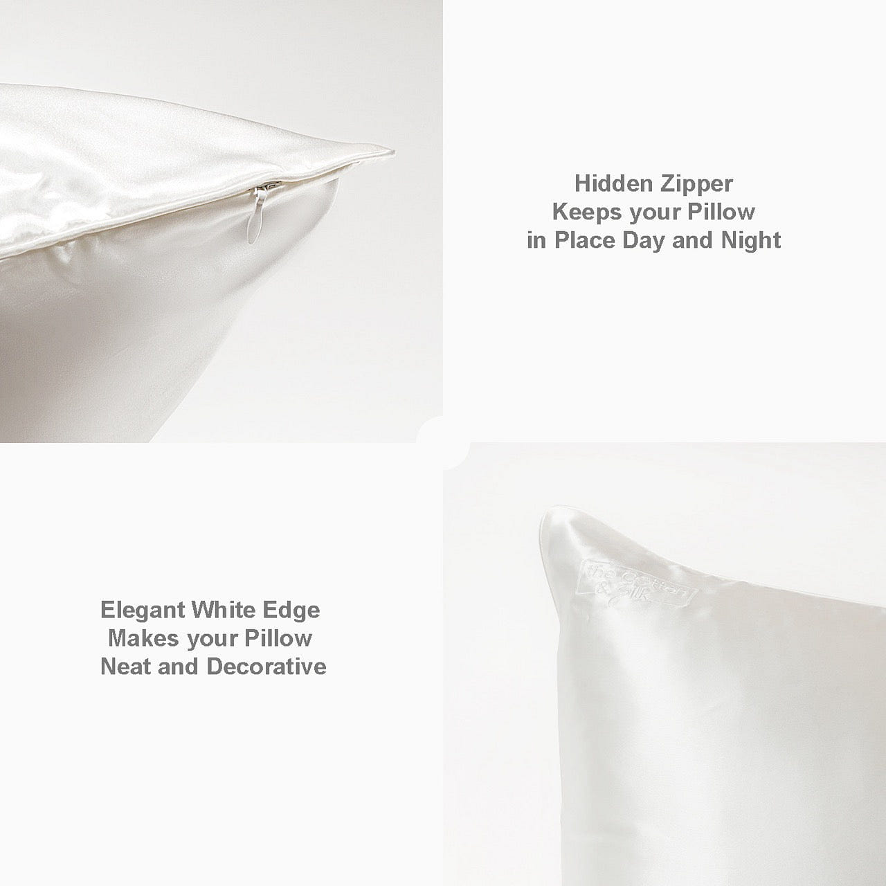 Luxurious 22 Momme Mulberry Silk Pillowcase, White Standard/Full / White 0.8 lb