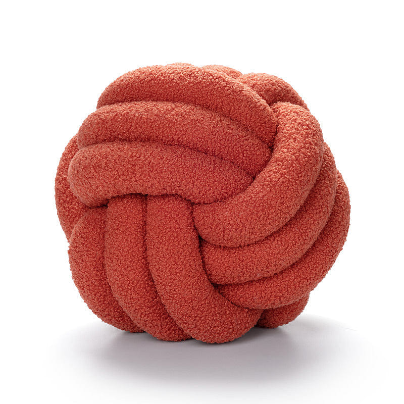 LULLABUY Knotted Ball Lamb Fleece Throw Pillows Red 22cm 2000 g