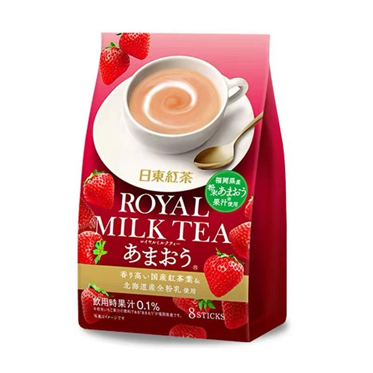 日本原装 日东红茶 草莓味速溶奶茶粉1盒 112 克