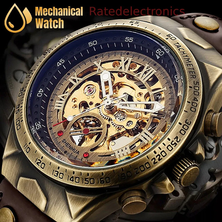 Luxury Men's Automatic Mechanical Wrist Watch Leat 1 box