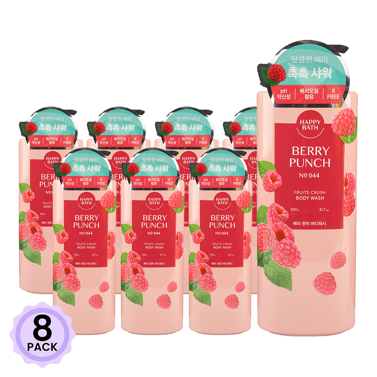 HAPPY BATH FRUIT CRUSH BODY WASH BERRY PUNCH 900 bottle*8 pack