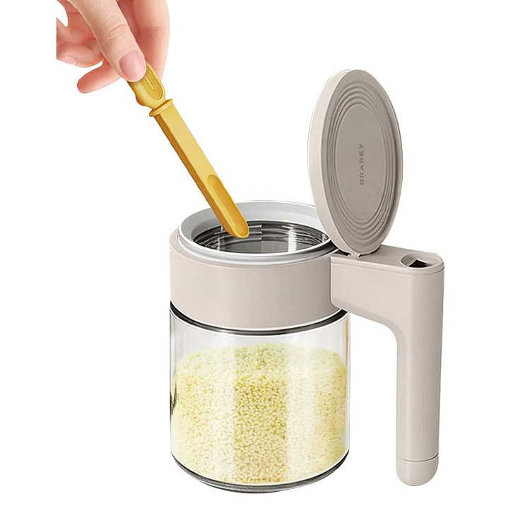 Glass Airtight Seasoning Jar Auto-Open 1 count