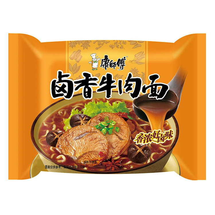 康师傅 卤香牛肉面104*1袋 泡面速食方便面 (min 2)