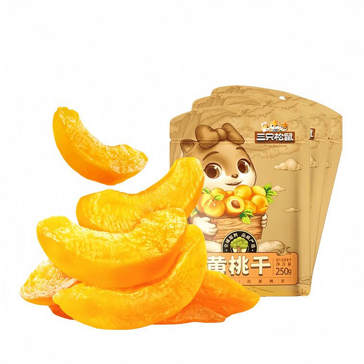 Three Squirrels Thick-Cut Yellow Peach Dried, 250g 1 box